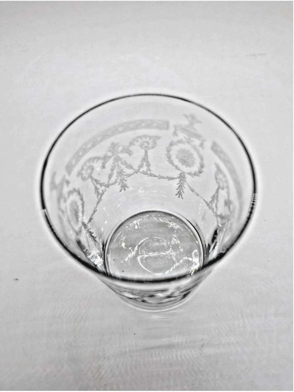Antique Blown Glass Etched Tumbler - Pattern Adam Stem 3335 Etch 168 by Heisey